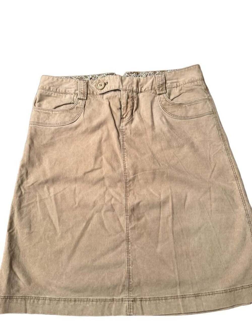 Gap Corduroy Mid Skirt Size 2 Tan Floral Waistband Pockets h1531